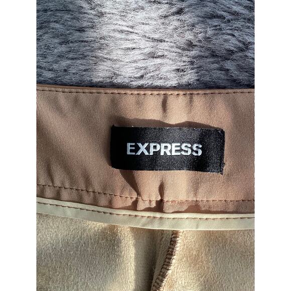 Express Women's Faux Leather Pleated Super High Rise Ankle Pants Brown Size 14R - Picture 5 of 12